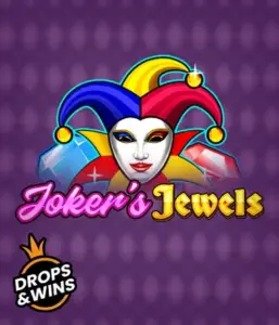 Discover the colorful ambiance of Joker's Jewels slot by Pragmatic Play, featuring a mesmerizing joker's mask embellished with a brightly colored jester hat. This image conveys the joyful spirit of classic slots, set against a purple background. Perfect for casino game enthusiasts, offering a entertaining gaming experience. 