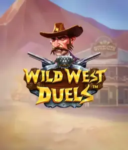  Dive into the daring world of "Wild West Duels" by Pragmatic Play, featuring a tough gunslinger ready for a showdown. The image shows a fierce cowboy with crossed pistols, framed by a dusty Western town. His sharp gaze and authentic attire capture the essence of the Old West. The game's title is boldly presented in a rustic font, enhancing the adventurous theme. 